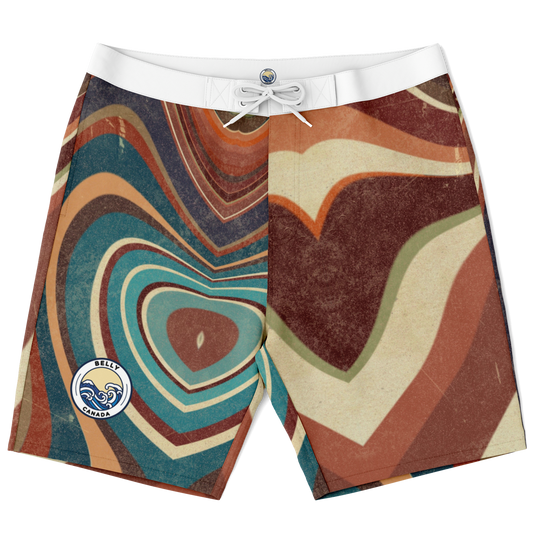 Brown Waves Pattern Board Shorts