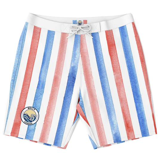 Red, White & Blue Striped Pattern Board Shorts