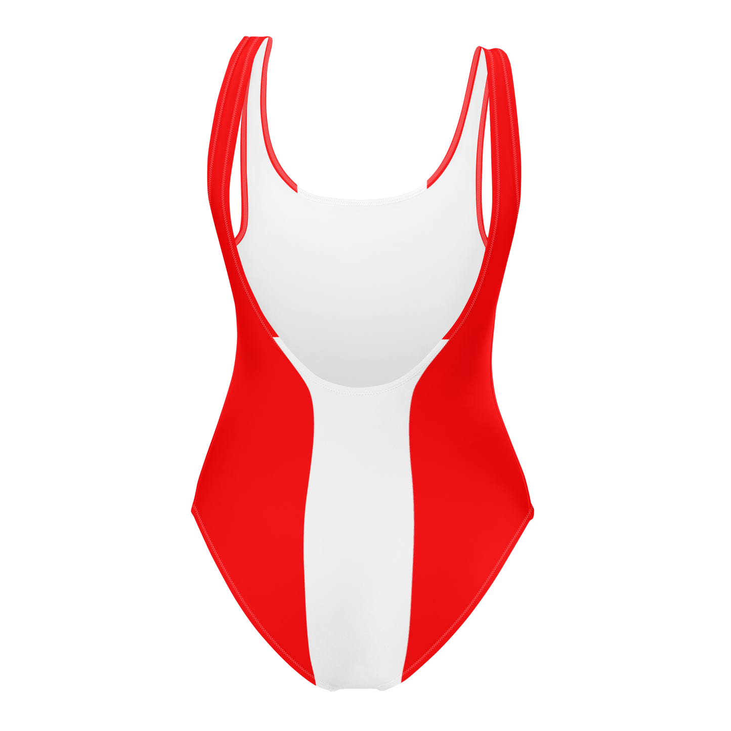 Red and White One-Piece Swimsuit