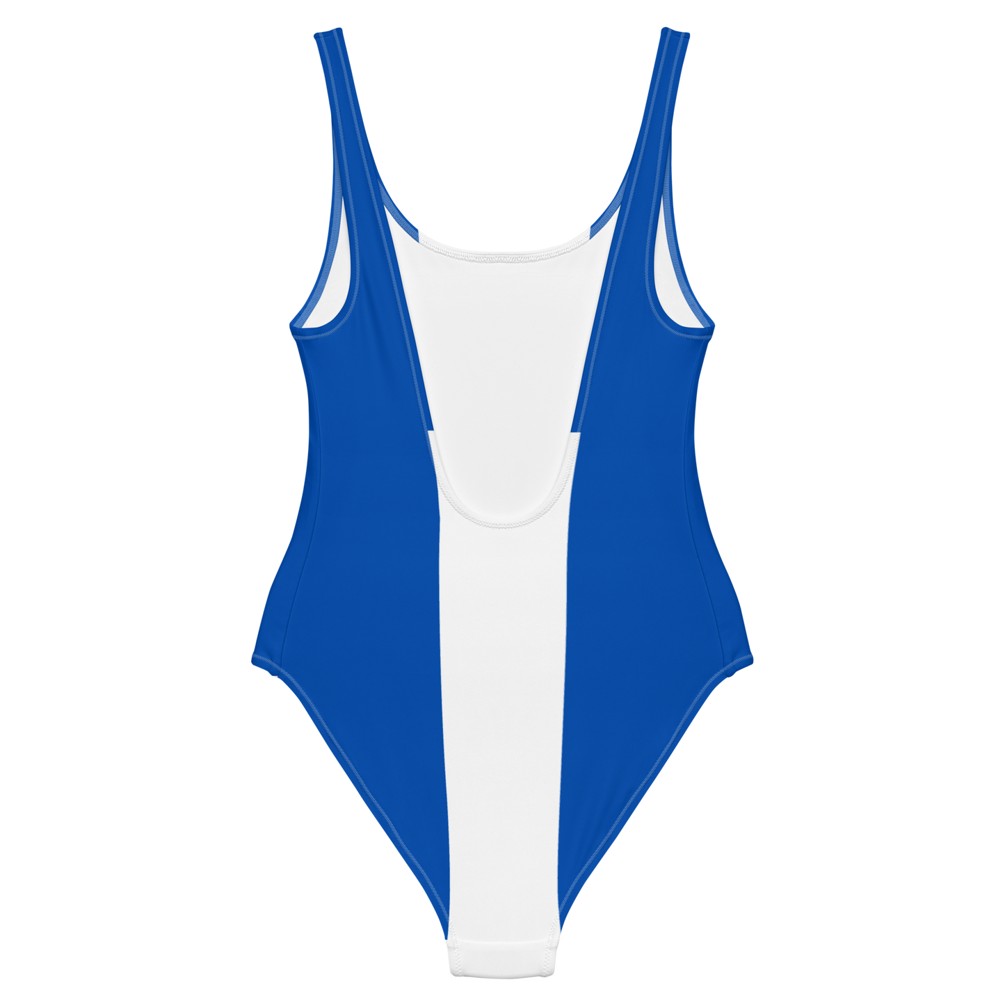 Blue and White One-Piece Swimsuit