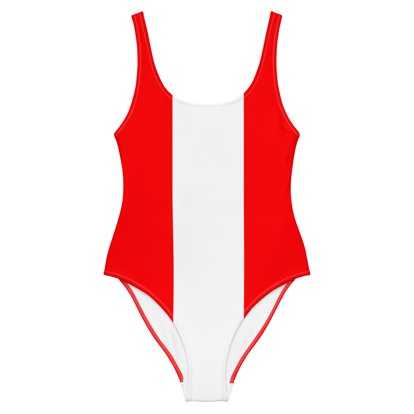 Red and White One-Piece Swimsuit