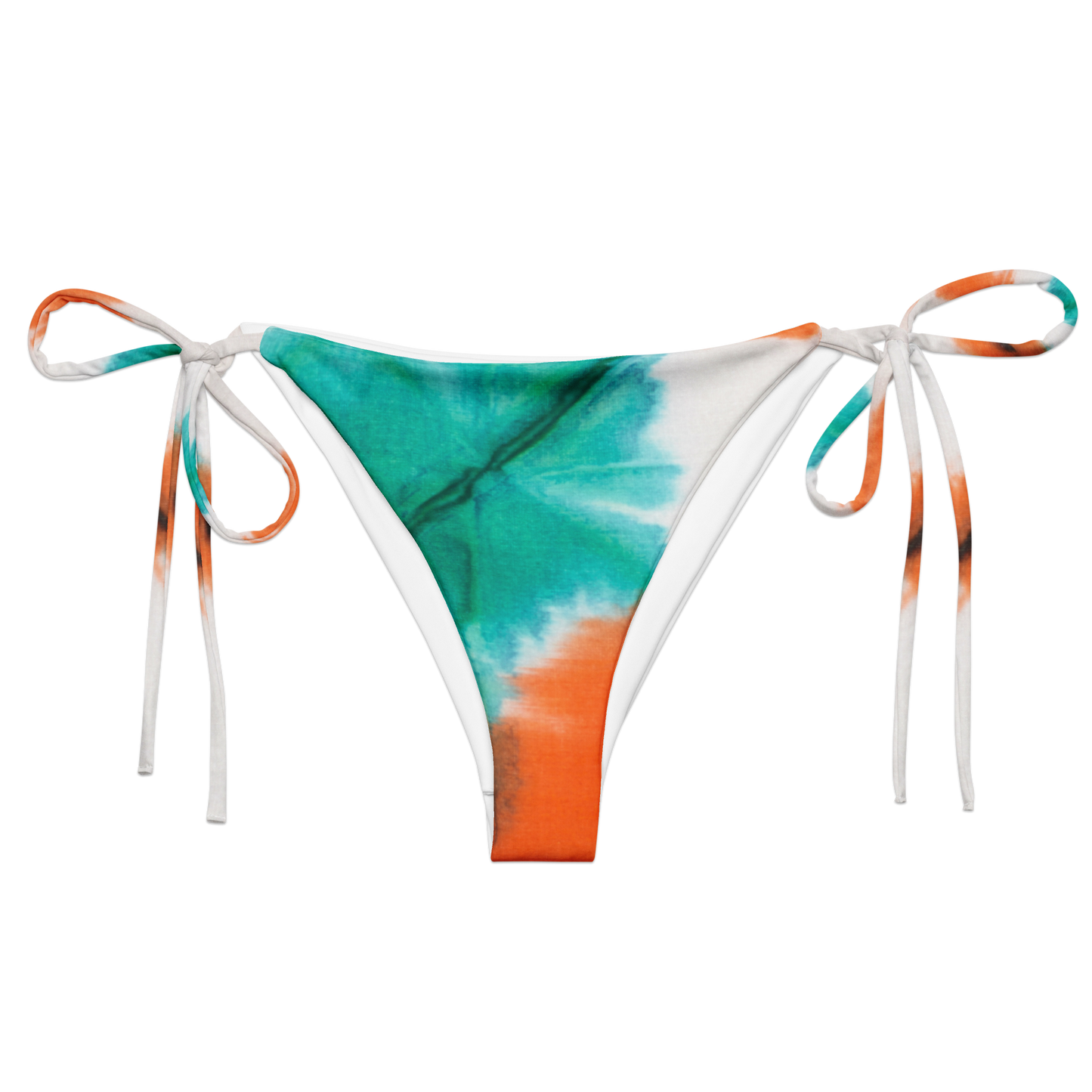 Pumpkin & Teal Tie-Dye Recycled String Bikini Bottom