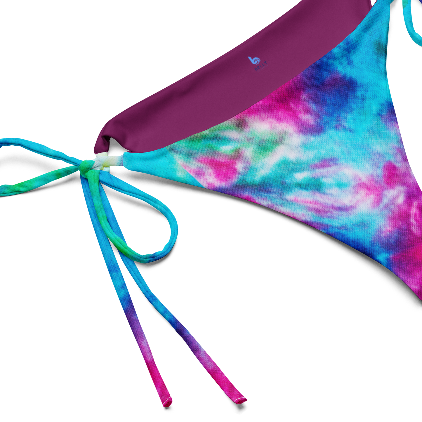 Rainbow Tie-Dye Recycled String Bikini Bottom